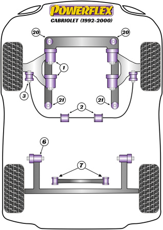 Přední pomocný rám Zadní pouzdro 12mm Polyuretanové pouzdro Powerflex Road Series Audi 80 / 90 - inc S2/RS2 & Quattro (1976 - 2000) Cabriolet (1992 - 2000) PFF3-121-12