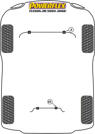 Přední pouzdro stabilizátoru 23,2 mm  Polyuretanové pouzdro Powerflex Road Series Hyundai Tucson / iX35 Models Tucson JM (2004 - 2008) PFF26-103-23.2