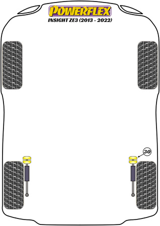 Pouzdro horní montáže zadního tlumiče Polyuretanové pouzdro Powerflex Road Series Honda Insight ZE3 (2014 on) PFR25-430