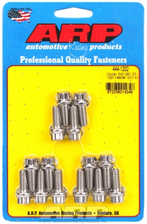 Sady čepů pro záhlaví ARP 444-1202 Mopar 340-360 SS 12pt header bolt kit Chrysler Small Block