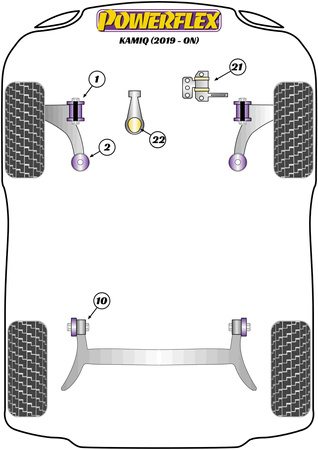 Přední lichoběžníkové rameno Přední pouzdro 30mm Camber Nastavitelné Polyuretanové pouzdro Powerflex Road Series Skoda Kamiq (2019-on) PFF85-201G