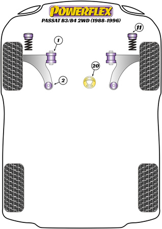 Sada šroubů odklonu PowerAlign (12mm x 60mm) Polyuretanové pouzdro Powerflex road+black Volkswagen Passat Models Passat B3/B4 (1988 - 1996) Passat B3/B4 2WD (1988 - 1996) PFA100-12