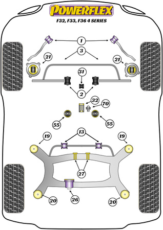 Pouzdro pro montáž převodovky (Track) Polyuretanové pouzdro Powerflex Road Series BMW 4 Series F32, F33, F36, F82, F83 (2013 - 2020) F32, F33, F36 (2013 - 2020) PFF5-4655P