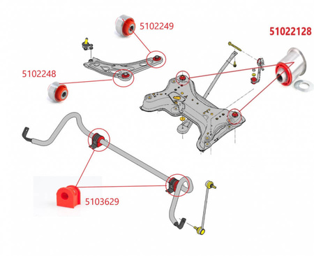Pouzdro předního nosníku (54x17mm) - MPBS: 51046128 Nissan Primastar, Opel Vivaro A, Renault Espace IV, Laguna II, Trafic Vel Satis,