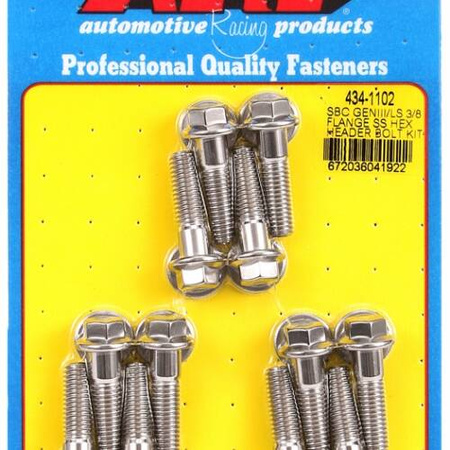 Sady čepů pro záhlaví ARP 434-1102 SBC GENIII/LS 3/8 FLANGE SS HEX HEADER BOLT KIT Chevrolet LS Gen III IV