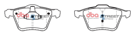 Přední brzdové destičky DBA Brake Pads Street Series Ceramic - DB2236SS FORD Galaxy Mk2 Mondeo Estate Mk4 Hatchback Saloon S-Max VOLVO S60 T5 T6 S80 V60 Mk1 Cross Country V70 Mk3 XC70