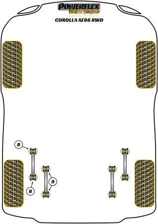 Pouzdro zadního spodního vlečeného ramene Polyuretanové pouzdro Powerflex Black Series Toyota Corolla Models  Corolla AE86 (1983 - 1987) PFR76-208BLK