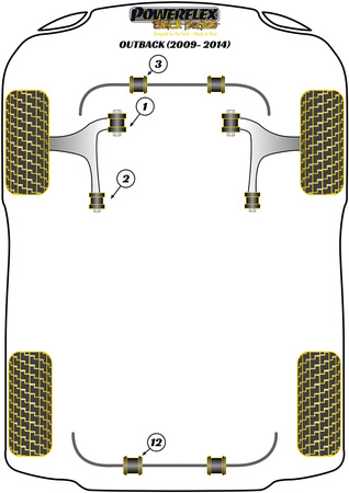Přední lichoběžníkové rameno Zadní pouzdro Anti-Lift & Caster nastavitelné Polyuretanové pouzdro Powerflex Black Series Subaru Outback Outback (2009 - 2014) PFF69-902GBLK