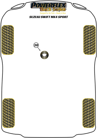 Spodní vložka držáku motoru Polyuretanové pouzdro Powerflex Black Series Suzuki Swift Sport MK4 (ZC33S) (2018-) PFF73-520BLK
