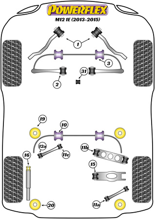 Zadní horní příčné rameno k pouzdru podvozku Polyuretanové pouzdro Powerflex Road Series Zinoro M12 (2013 - 2015) PFR5-411