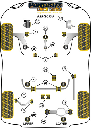 Pouzdro zadního vlečeného ramene Polyuretanové pouzdro Powerflex Black Series Audi A3 / S3 / RS3  A3 / S3 / RS3 8V (2013 - 2020) RS3 MK3 8V (2015 - 2020) PFR85-816BLK