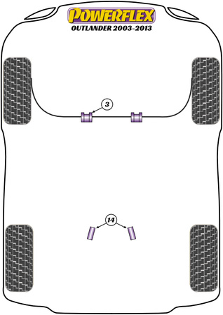 Pouzdro předního stabilizátoru 26 mm Polyuretanové pouzdro Powerflex Road Series Mitsubishi Outlander Outlander (2003 - 2013) PFF44-201-26