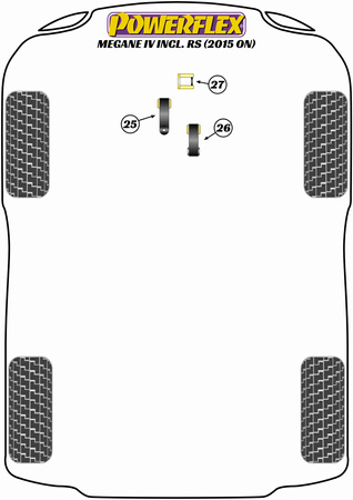 Držák s nižším točivým momentem - rychlá silnice/dráha Polyuretanové pouzdro Powerflex Road Series Renault Megane Models Megane IV Incl. RS (2015 on) PFF60-8026P