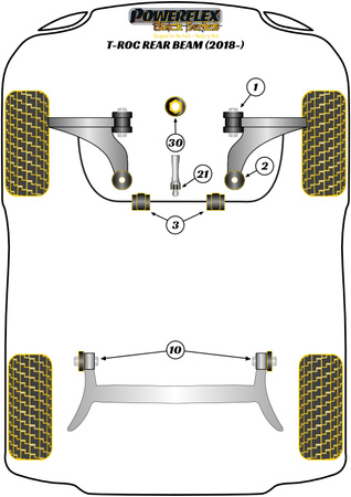 Přední pouzdro stabilizátoru 21,7 mm Polyuretanové pouzdro Powerflex Black Series Volkswagen T-Roc (2018 on) T-Roc FWD Rear Beam (2018 on) PFF85-803-21.7BLK