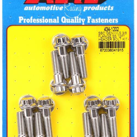 Sady čepů pro záhlaví ARP 434-1202 SBC GENIII/LS 3/8 FLANGE SS 12PT HEADER BOLT KIT Chevrolet LS Gen III IV