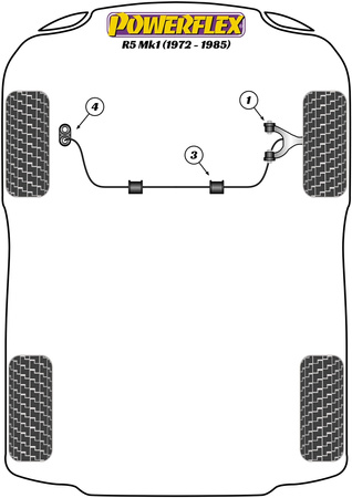 Pouzdro pro montáž předního stabilizátoru 16mm Polyuretanové pouzdro Powerflex Road Series Renault 5 Mk1 (1972 - 1986) PFF60-1503-16