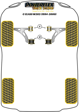 Přední rameno vedení dráhy Zadní pouzdro Polyuretanové pouzdro Powerflex Black Series Mercedes-Benz C-CLASS W202 (1994 - 2000) PFF40-602BLK
