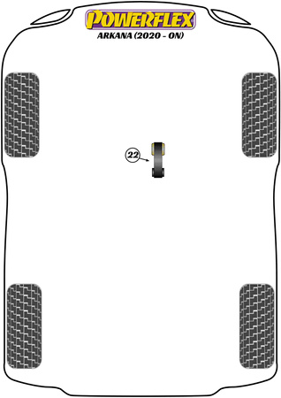 Držák s nižším točivým momentem, rychlá silnice/dráha Polyuretanové pouzdro Powerflex Road Series Renault Arkana (2020 - ON) PFF60-1422P