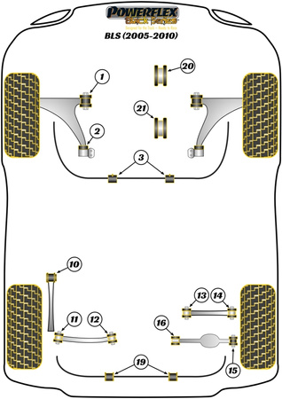 Přední pouzdro 25mm (2 kusy) Polyuretanové pouzdro Powerflex Black Series Cadillac BLS (2005 - 2010) PFF80-1203-25BLK