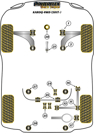 Vnější pouzdro zadního spodního ramene Polyuretanové pouzdro Powerflex Black Series Skoda Karoq (2017 on) Karoq 4WD PFR85-817BLK