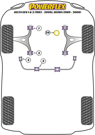 Sada šroubů pro odklon PowerAlign (10 mm) Polyuretanové pouzdro Powerflex road+black Lancia Dedra inc Integrale (1989-1999) PFA100-10