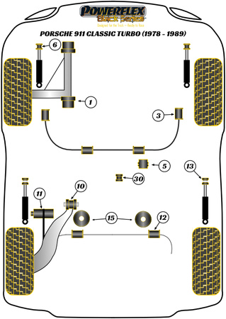 Vnitřní pouzdro předního lichoběžníkového ramene Polyuretanové pouzdro Powerflex Black Series Porsche 911 Classic (1978 - 1989) Turbo PFF57-401BLK