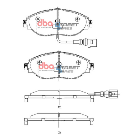 Zadní brzdové destičky DBA Brake Pads Street Series - DB8849SS AUDI Q3 quattro F3 S3 8V TT 8S TTS CUPRA Ateca SEAT Alhambra 7N Leon 5F Tarraco SKODA Kodiaq Octavia 5E Superb 3T 3V VOLKSWAGEN Arteon CC Golf Mk7 Clubsport S Performance Package TCR Mk8