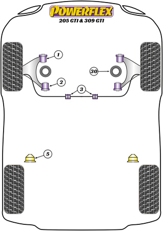Zadní doraz Polyuretanové pouzdro Powerflex Road Series Peugeot 205 GTi  (1985-1998) BS007