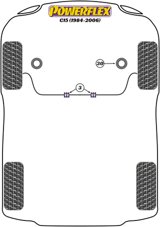 Pouzdro stabilizátoru 23mm Polyuretanové pouzdro Powerflex Road Series Citroen C15 (1984-2006) PFF50-215-23
