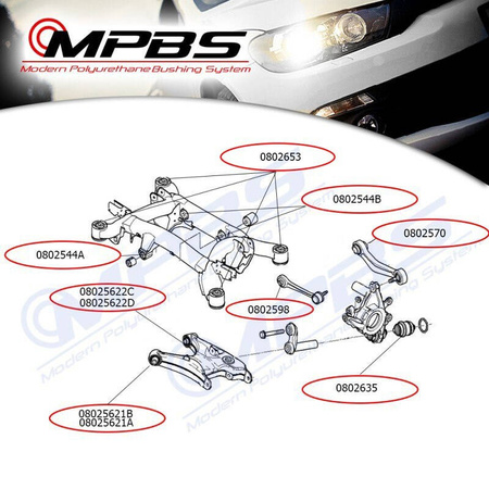 Sada zadního zavěšení - MPBS: 0802603 BMW 5 E39 Touring,