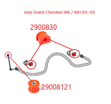 Sada pouzdra zavěšení - (bez předního mostního pouzdra)- MPBS: 2900801 Jeep Grand Cherokee III WK/WH,