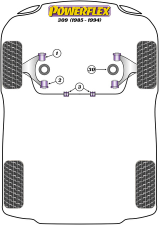 Pouzdro horního držáku přední vzpěry Polyuretanové pouzdro Powerflex Road Series Peugeot 309 inc GTI (1985-1994) PFF50-230