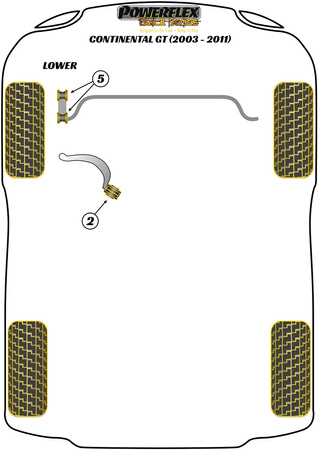 Přední spodní poloměr ramene k pouzdru podvozku Nastavitelný Polyuretanové pouzdro Powerflex Black Series Bentley Continental GT (2003 - 2011) PFF3-702GBLK