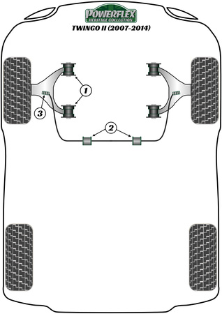 Přední stabilizátor vnitřní pouzdro 22mm Polyuretanové pouzdro Powerflex Heritage Collection Renault Twingo Twingo II inc RS (2007-2014) PFF60-202-22H