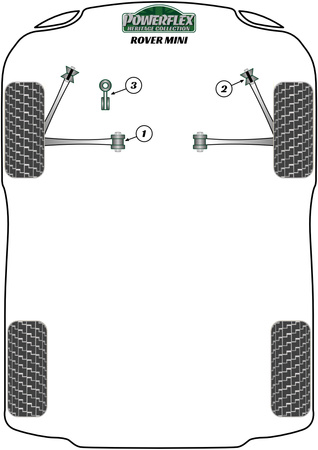 Montážní sada zadního pomocného rámu (až do roku 1976) Polyuretanové pouzdro Powerflex Heritage Collection Rover Mini (1959 - 2000) PFR63-110H
