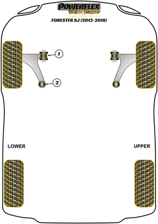 Přední lichoběžníkové rameno Zadní pouzdro Polyuretanové pouzdro Powerflex Black Series Subaru Forester Forester SJ (2012 - 2018) PFF69-702BLK