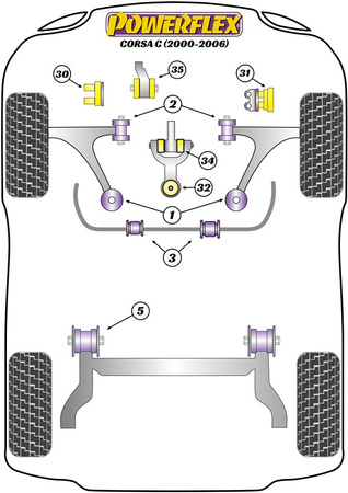 Sada šroubů odklonu PowerAlign (12mm x 60mm) Polyuretanové pouzdro Powerflex road+black Vauxhall / Opel Corsa Models Corsa C (2000-2006) PFA100-12