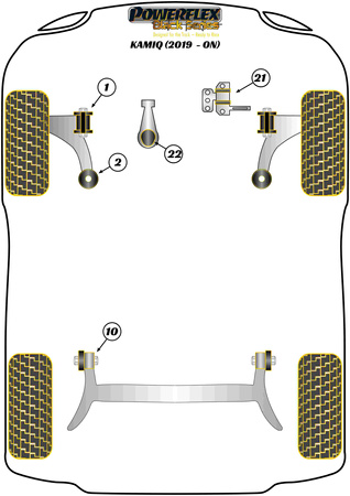 Přední lichoběžníkové rameno 30mm Polyuretanové pouzdro Powerflex Black Series Skoda Kamiq (2019-on) PFF85-201BLK
