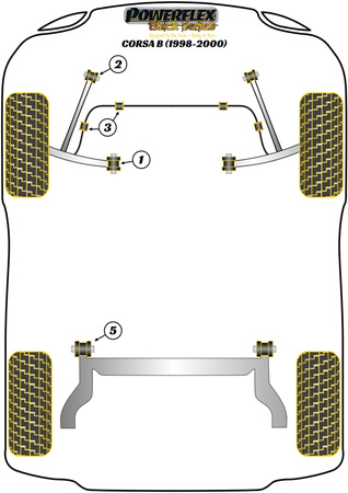 Přední spojovací tyč k podvozku Polyuretanové pouzdro Powerflex Black Series Vauxhall / Opel Corsa Models Corsa B (1993-2000) Corsa B (1998-2000) PFF80-204BLK