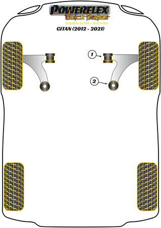 Přední rameno Přední pouzdro Polyuretanové pouzdro Powerflex Black Series Mercedes-Benz Citan (2012 - 2021) PFF60-501BLK