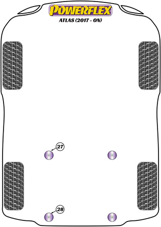 Pouzdro zadní části pomocného rámu Polyuretanové pouzdro Powerflex Road Series Volkswagen Atlas (2017 on) PFR85-828