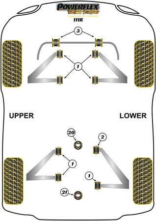 Pouzdro předního stabilizátoru 19mm Polyuretanové pouzdro Powerflex Black Series Lotus Elise (1996 - 2021) 111R (2001-2011) PFF34-203-19BLK